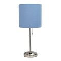 Diamond Sparkle Stick Lamp with Charging Outlet & Fabric Shade, Blue DI2519704